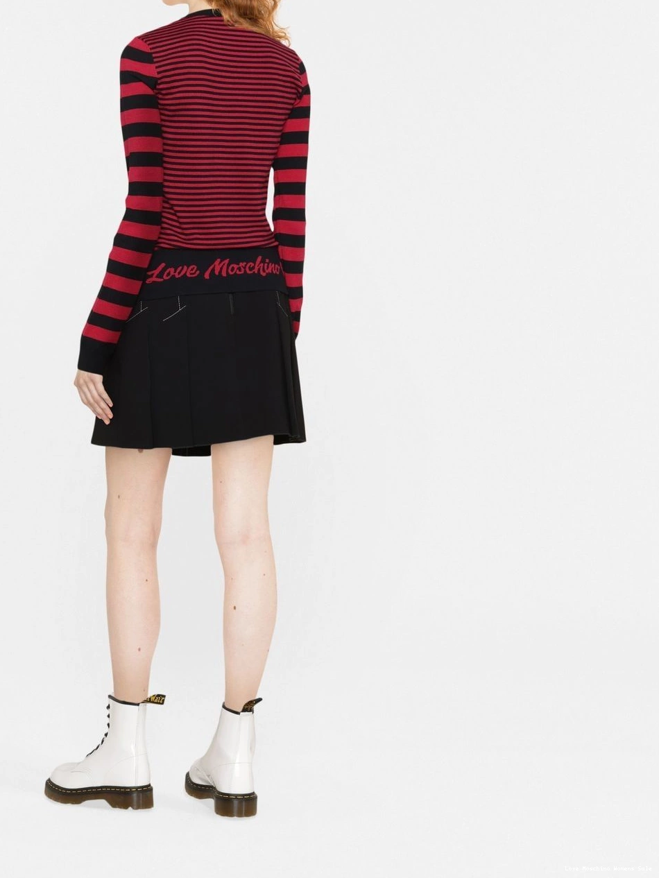 Affordable Moschino Love intarsia-logo Women striped jumper 0323